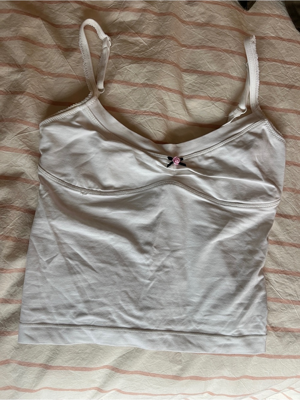 Free People White Cami Tank with Pink Trim